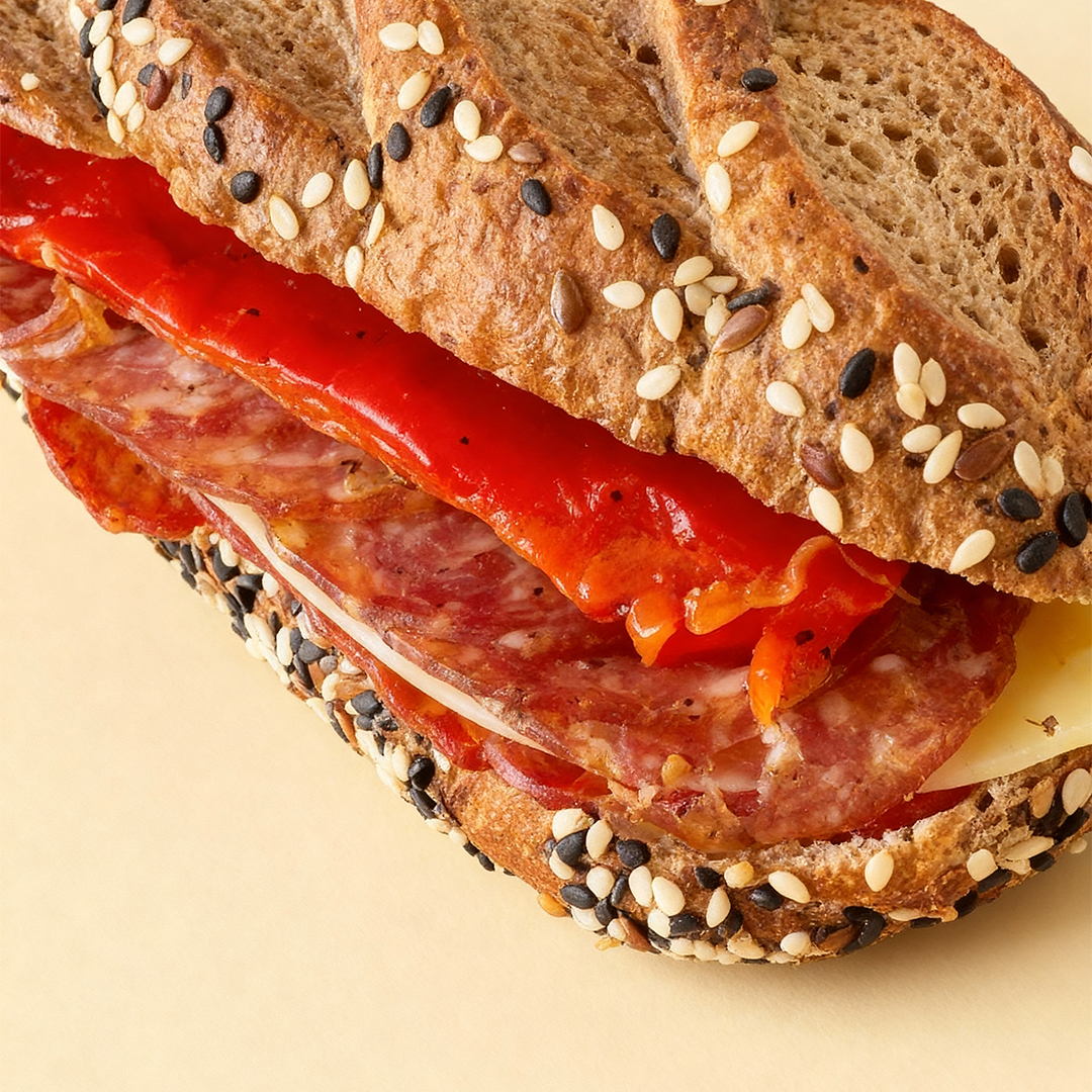 Mauricette Muffaletta (sandwich de pepperoni y salami)