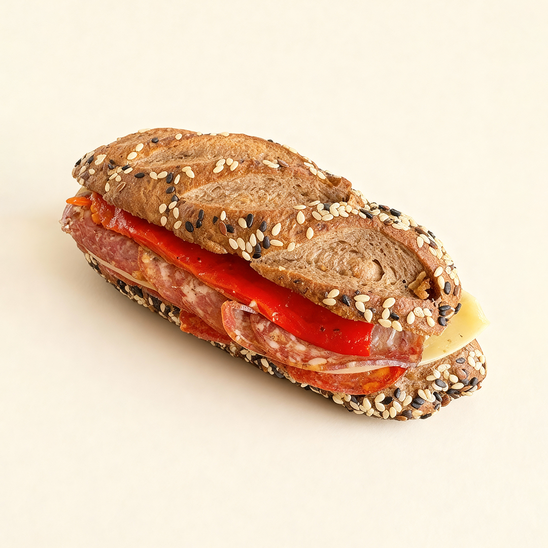 Mauricette Muffaletta (sandwich de pepperoni y salami)